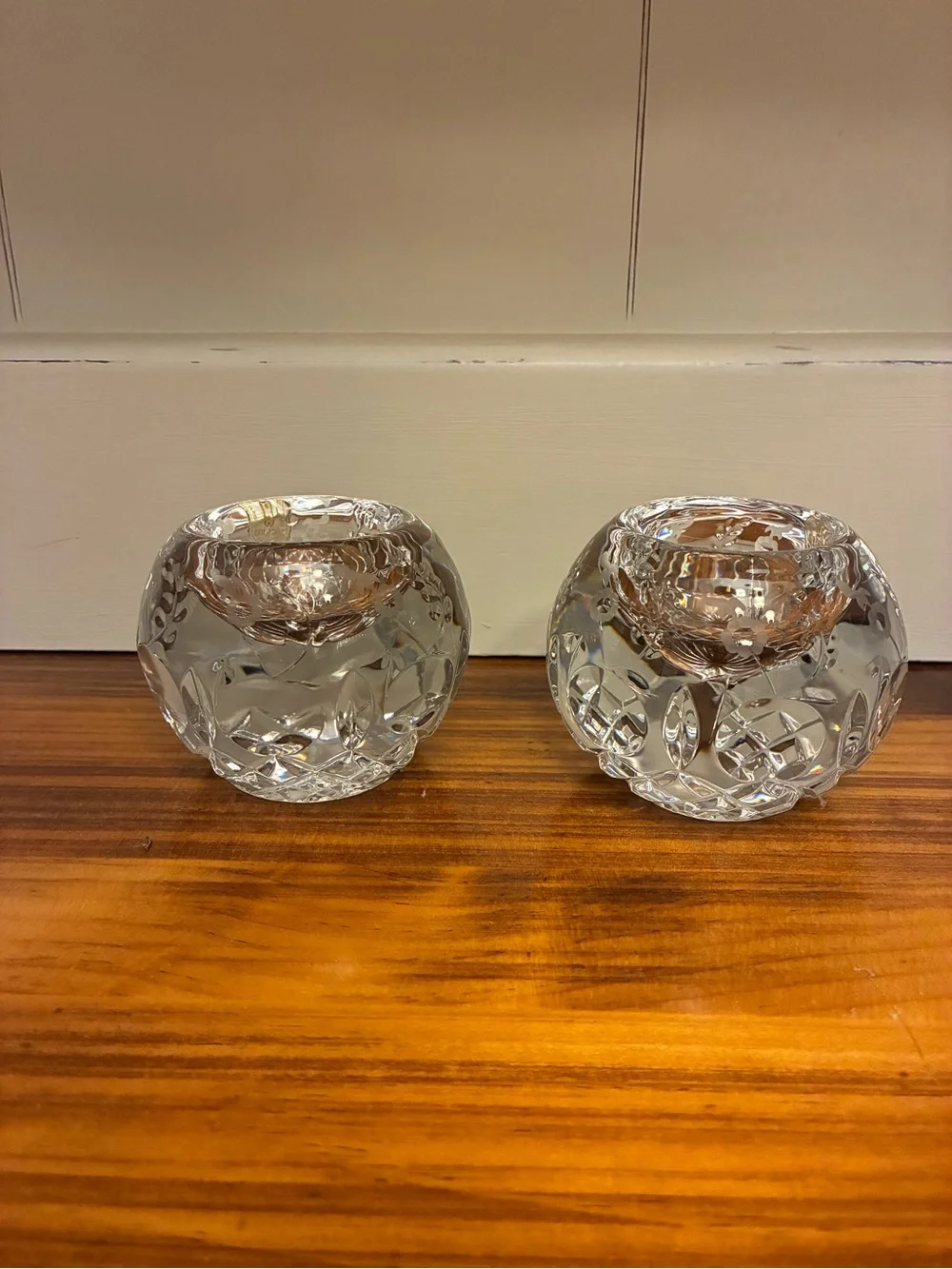 Vintage Rogaska Crystal Gallia Votive Holders Pair Original Factory Stickers